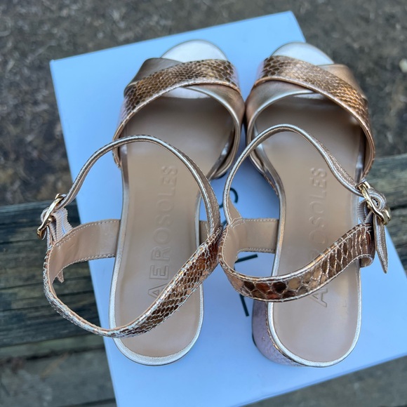 AEROSOLES Cosmos Platform Chunky Rose Gold Metallic Women’s Heel 7M NWT NEW - Picture 6 of 9
